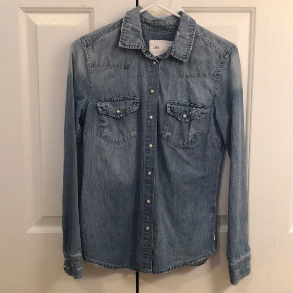 Jean button up top